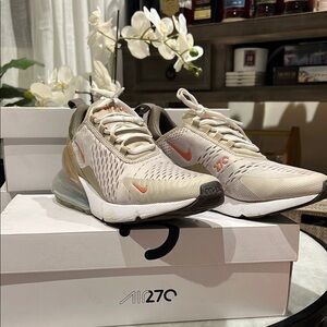 Nike Cream and Orange Sneakers with Modern Design